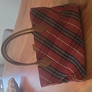 BUBERRY LONDON BAG BLUE LABEL RED BLUE GREY STRIPES TARTAN PLAID DESIGNE…